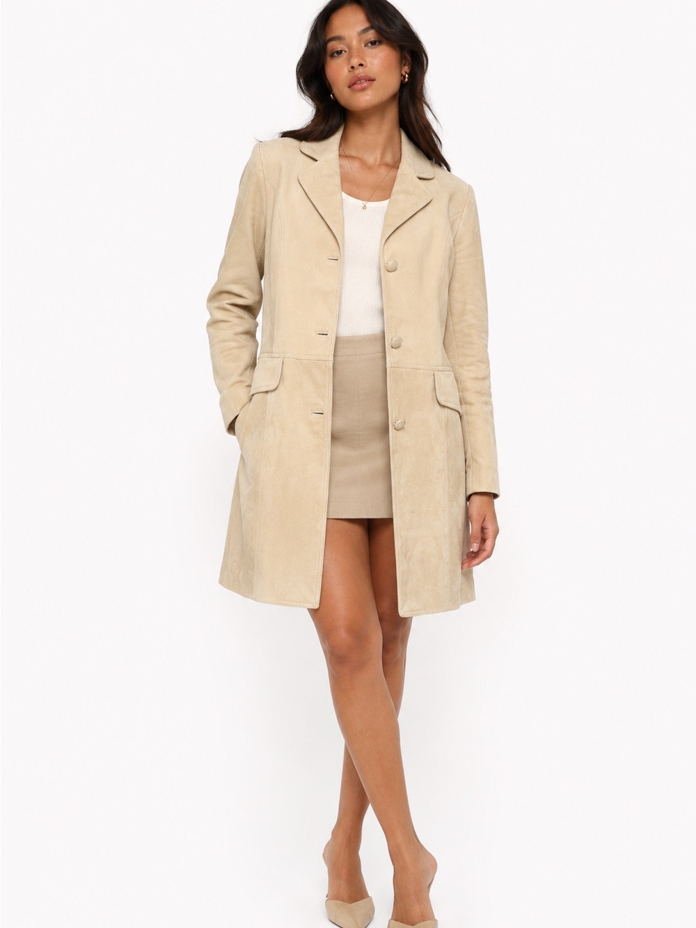 Baja 100% Leather Trench Coat | Size 4